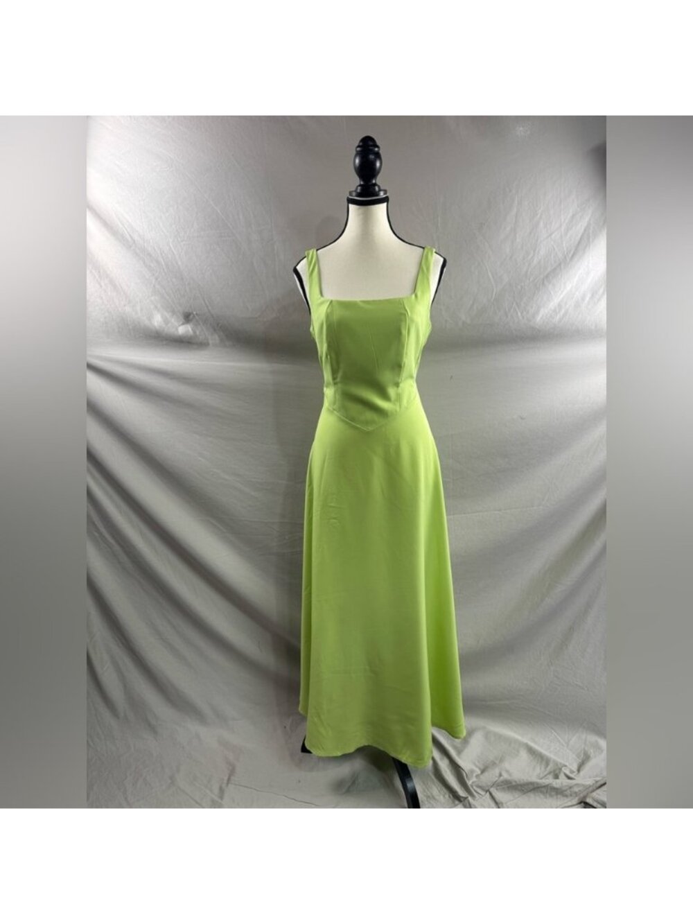 A-Line Sexy Bodice Midi Dress Lime Green - Picture 6 of 9